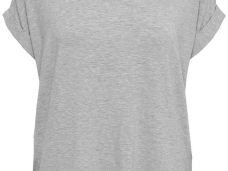 Only - Onlmoster S S O-Neck Top - 2079283 Light Grey Melange on Sale