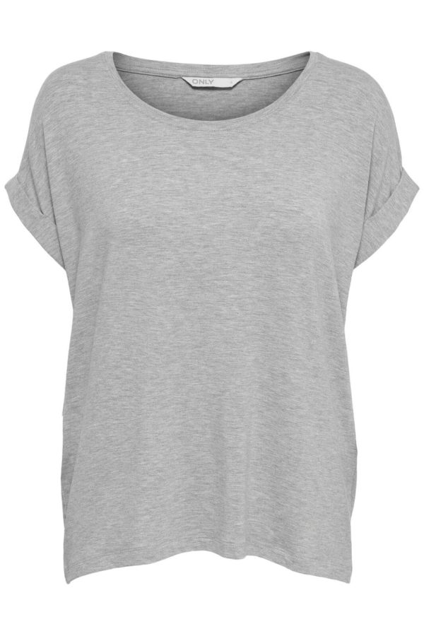 Only - Onlmoster S S O-Neck Top - 2079283 Light Grey Melange on Sale