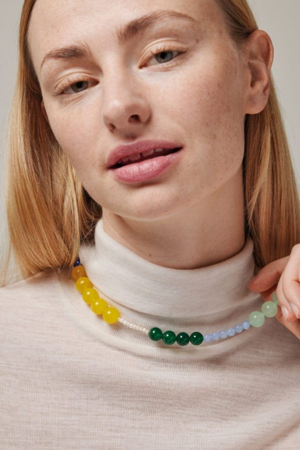 Enamel Copenhagen - Necklace, Tanya - Green, Blue, Yellow And Pearls Online now