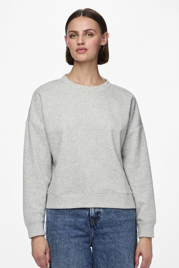 Pieces - Pcchilli Ls Sweat - 3595554 Light Grey Melange For Sale