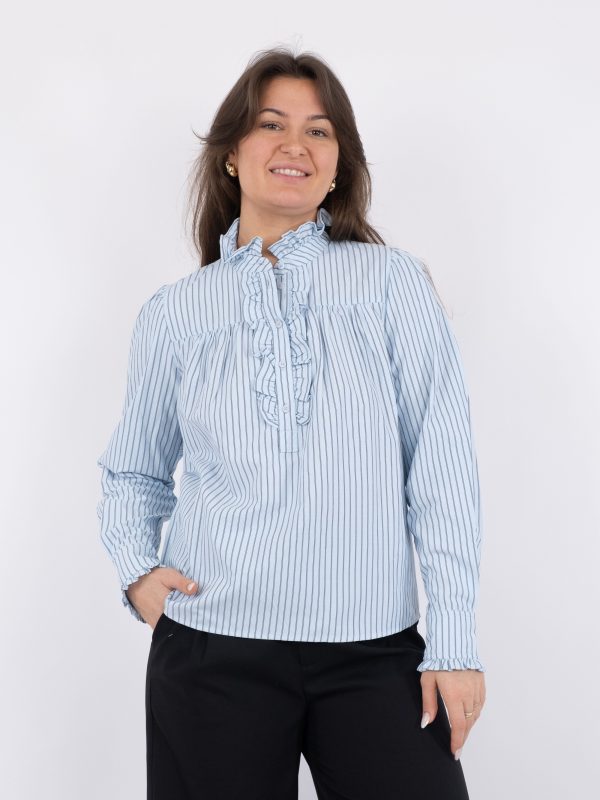 Neo Noir - Justine Stripe Shirt - Light Blue Online Sale