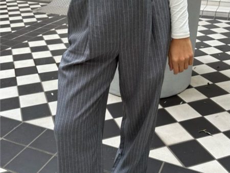 BYIC - Celina Pants - Grey Pinstripe on Sale