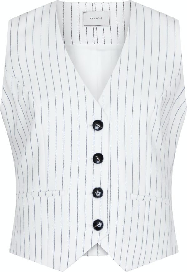 Neo Noir - Vendetta Pinstripe Waistcoat - White Hot on Sale