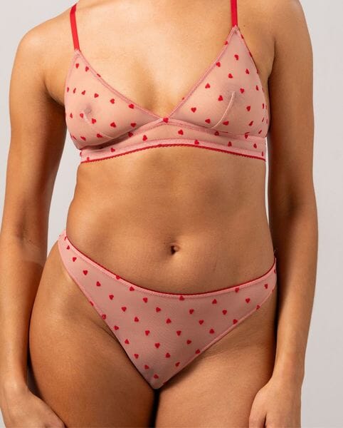 Understatement Underwear - Mesh Bikini Briefs - Pale Pink Deep Red For Cheap