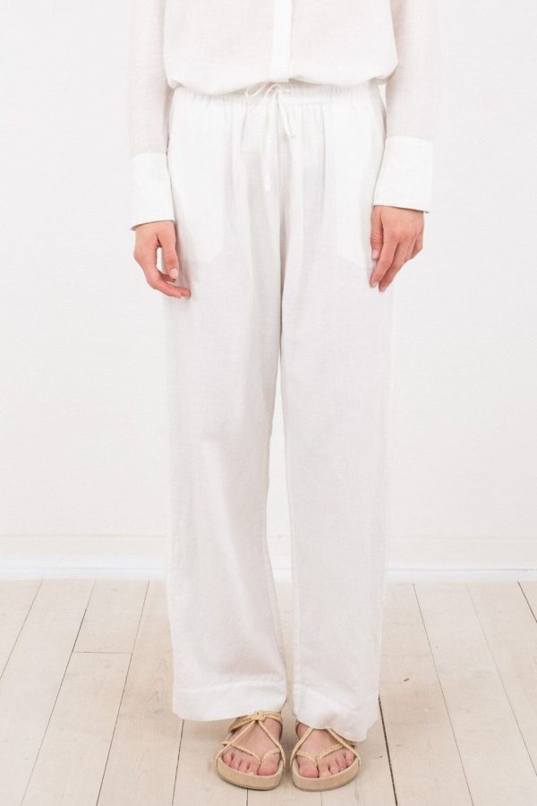 Forudbestilling - Neo Noir - Sonar Linen Pants - White For Cheap