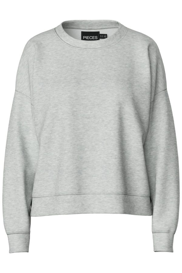 Pieces - Pcchilli Ls Sweat - 3595554 Light Grey Melange For Sale