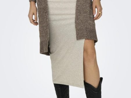 Only - Onlnella Long Side Slit Skirt Box - 4459369 Pumice Stone Melange Fashion