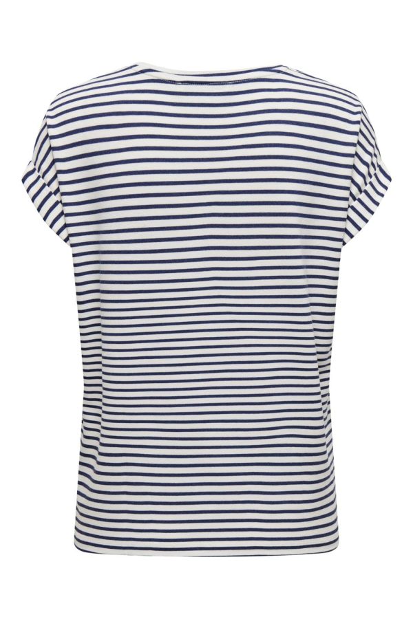 Only - Onlmoster Stripe S S O-Neck Top - 4448024 Cloud Dancer Naval Academy For Cheap