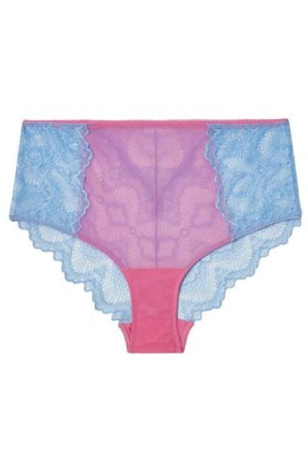 Understatement Underwear - Lace Mesh Highwaist Briefs - Light Blue   Candy Pink For Discount