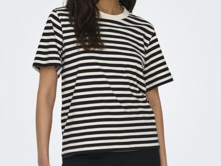 Only - Onllivina S S Stripe Tee - 4022400 Cloud Dancer Black Stripes Supply