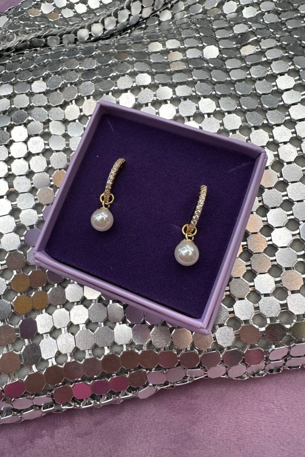 Mellow Moon - Pearl And Stone Earing - Forgyldt Online Sale