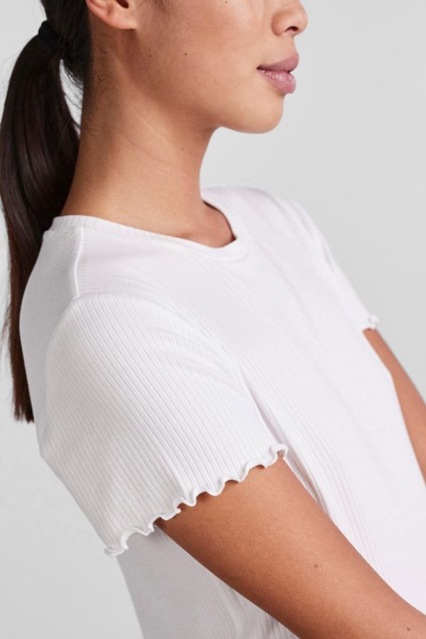 Pieces  - Pcnicca Ss O-Neck Top - Bright White Online Sale