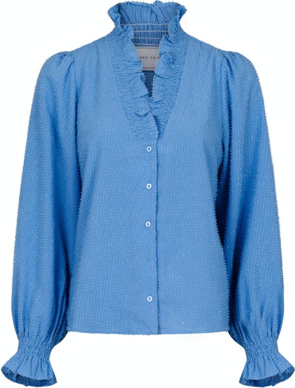 Neo Noir - Brielle Glitter Blouse - Dusty Blue Cheap