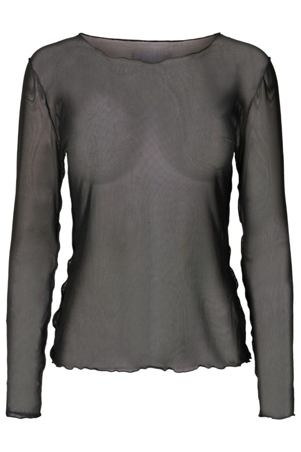 Amazing Basic - Anna-Mesh-Top - Black Hot on Sale