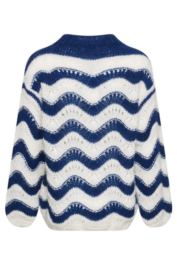 Noella - Panama Knit Jumper - Cream Navy Mix For Sale