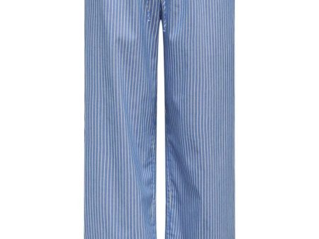 Only - Onlsalvi Wide Stripe Pant - 4465608 Blue Yonder Double Cream Fashion