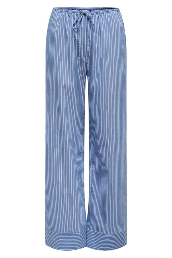 Only - Onlsalvi Wide Stripe Pant - 4465608 Blue Yonder Double Cream Fashion