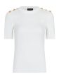 Forudbestilling - Valentin Studio - Gold Button Knit T-shirt - Off White Sale