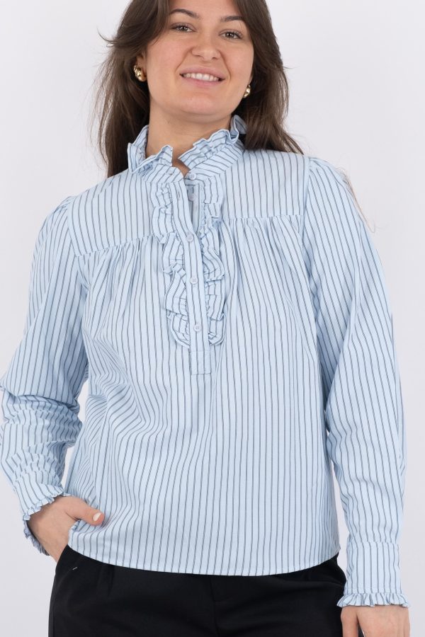 Neo Noir - Justine Stripe Shirt - Light Blue Online Sale