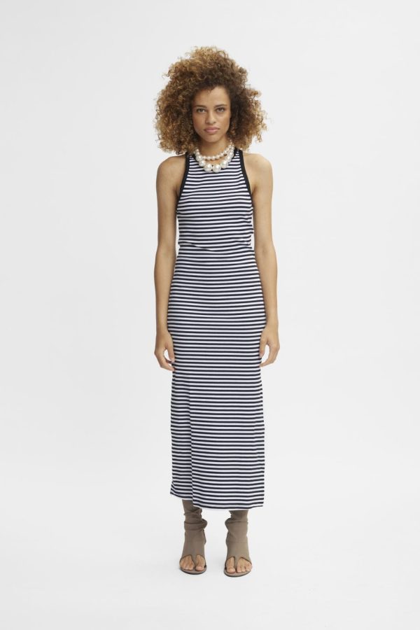 Gestuz - DrewGZ sl reversible stripe dress NOOS - Bright White Black stripe For Sale