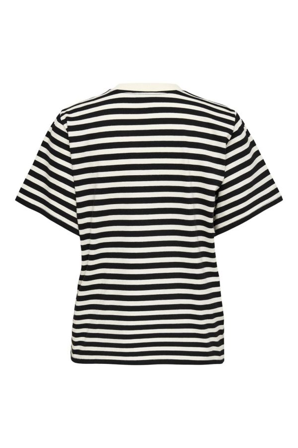 Only - Onllivina S S Stripe Tee - 4022400 Cloud Dancer Black Stripes Supply