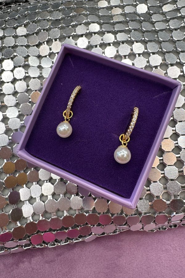 Mellow Moon - Pearl And Stone Earing - Forgyldt Online Sale