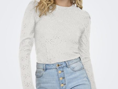 Only - Onlsmilla L S O-Neck Puff Top - 4413272 Cloud Dancer on Sale