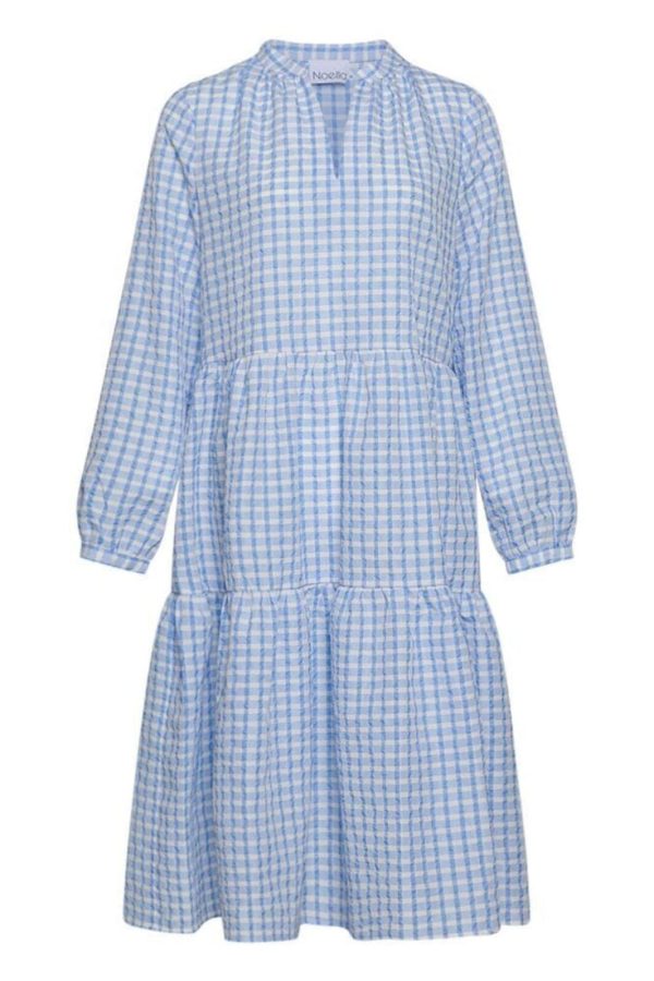 Noella - Rania Long Dress - Light Blue Check Online Hot Sale