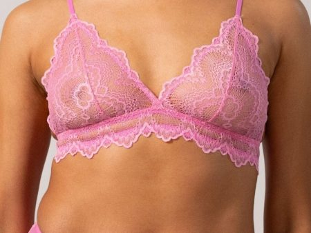 Understatement Underwear - Lace Triangle Bralette - Candy Pink Sale