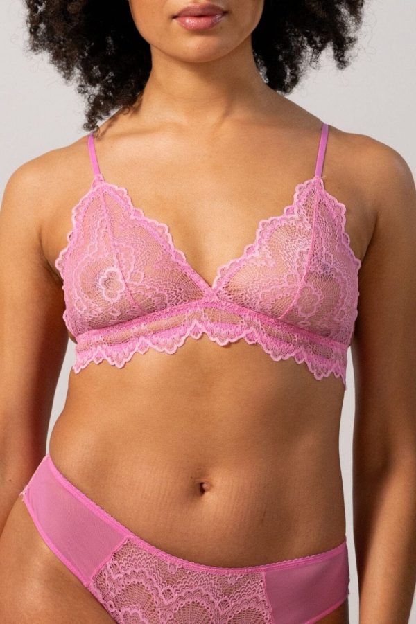 Understatement Underwear - Lace Triangle Bralette - Candy Pink Sale