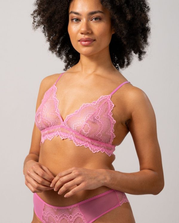 Understatement Underwear - Lace Triangle Bralette - Candy Pink Sale