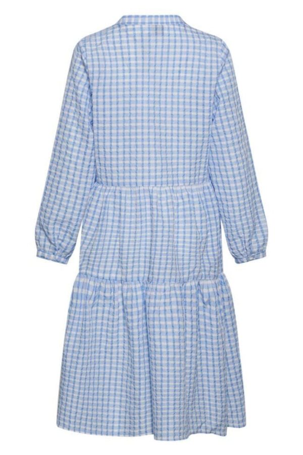 Noella - Rania Long Dress - Light Blue Check Online Hot Sale