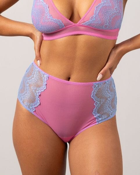 Understatement Underwear - Lace Mesh Highwaist Briefs - Light Blue   Candy Pink For Discount