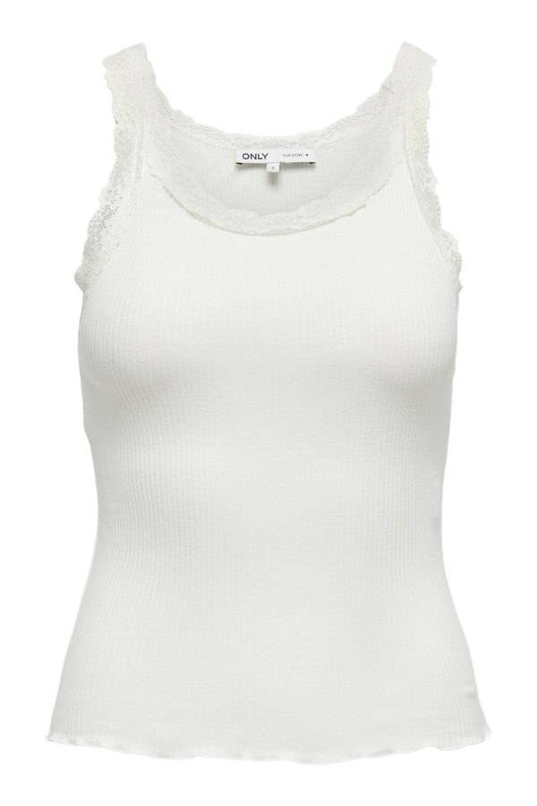 Only - Onlsharai Lace Tank Top - 4210434 Cloud Dancer Supply