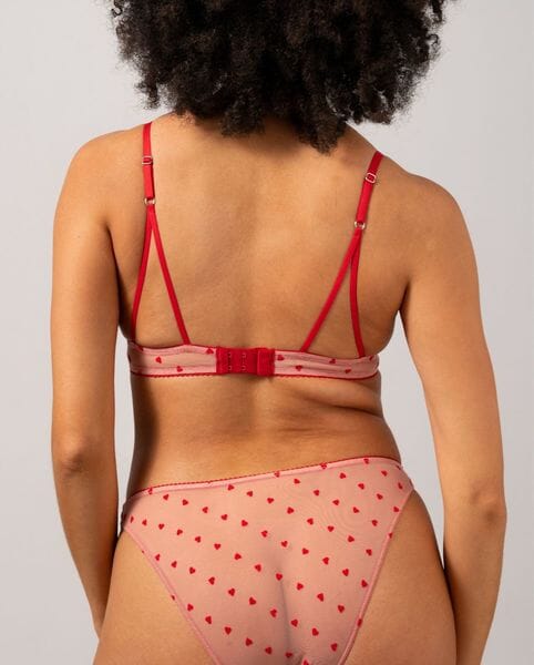 Understatement Underwear - Mesh Triangle Bralette - Pale Pink Deep Red Discount