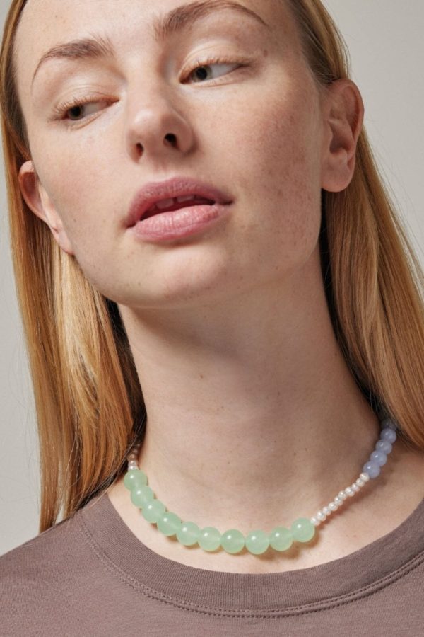 Enamel Copenhagen - Necklace, Yara - Pearls, Light Blue And Light Green Hot on Sale