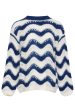 Noella - Panama Knit Jumper - Cream Navy Mix For Sale