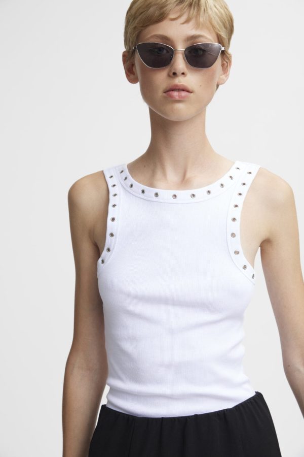 Gestuz - DrewGZ eyelet tank top - Bright White Online now