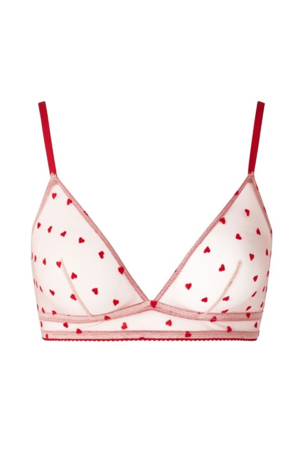 Understatement Underwear - Mesh Triangle Bralette - Pale Pink Deep Red Discount