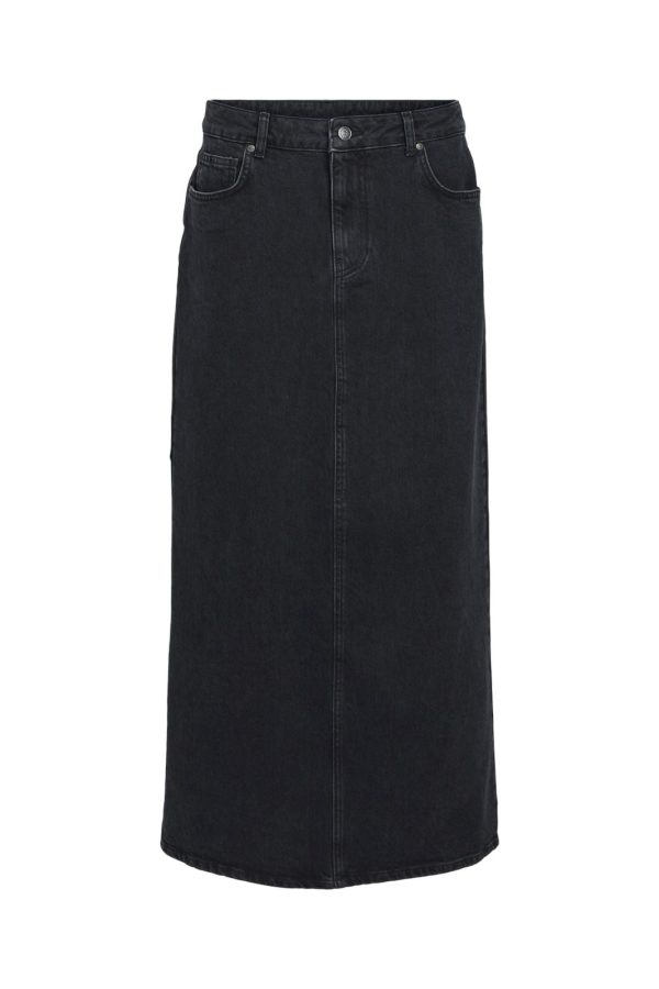 Object - Objellen Long Denim Skirt - 4614167 Black Denim Sale